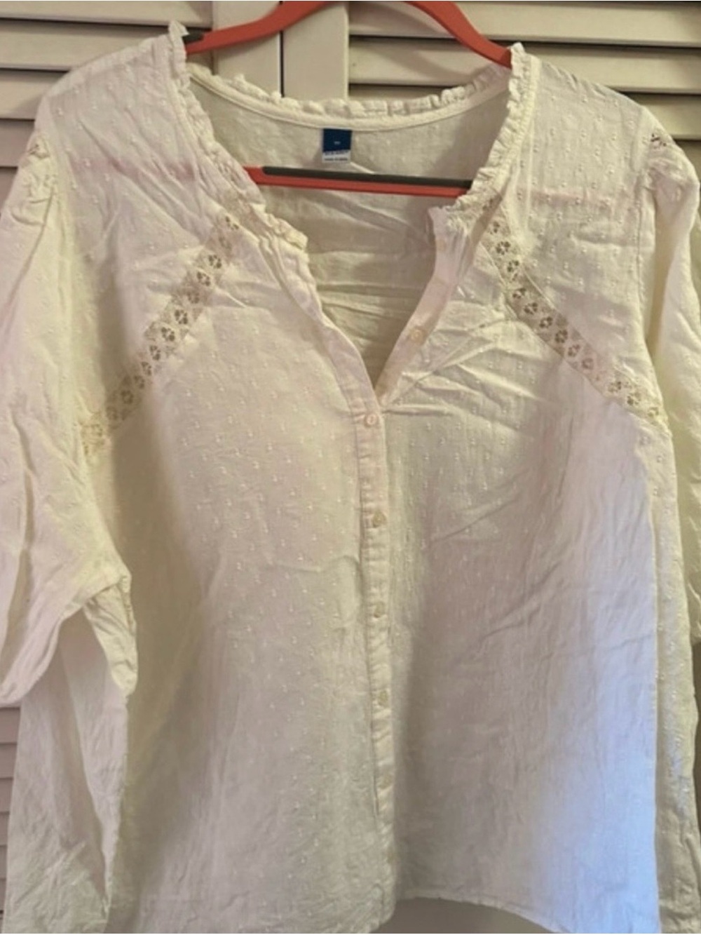 Old Navy Cream Eyelet Button-Front Blouse